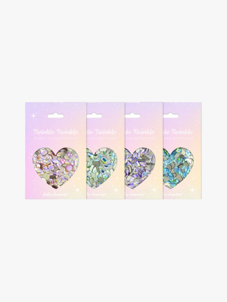 Daily Charme Twinkle Twinkle Shaped Rhinestone Mix Pastel Iridescent Collection (4-Pack) in branded components on a light gray background