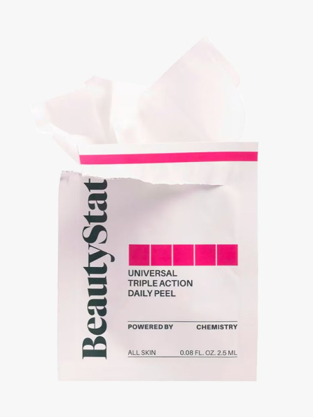 BeautyStat Universal Triple Action Daily Peel in branded component on a light gray background