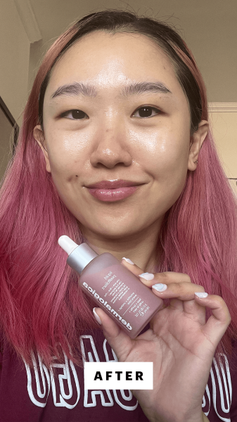 Allure commerce editor Sarah Han applying Dermalogica's Liquid Peelfoliant